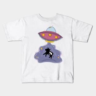 Alien abducting cow Kids T-Shirt